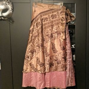 Tiered Silk Indian Elephant Multi Way Wrap Skirt